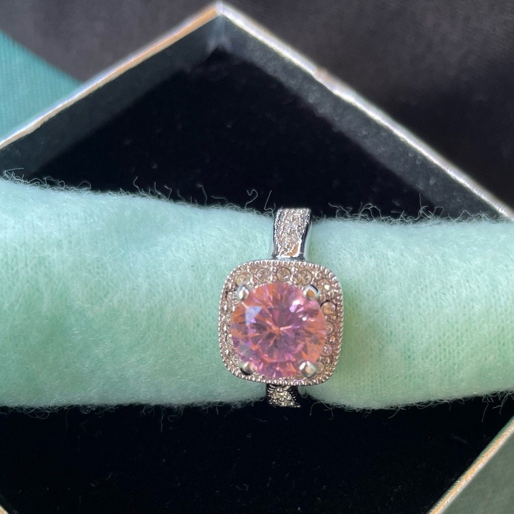 Premier Designs Pink Gemstone Silver Ring size 7 - Picture 4 of 6